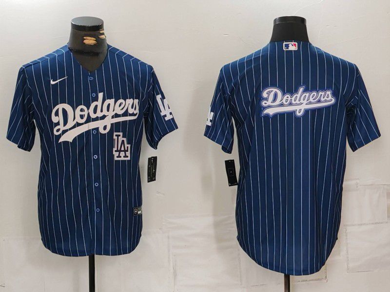 Men Los Angeles Dodgers Blank Blue Stripe Game 2024 Nike MLB Jersey style 6